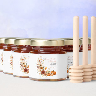 Love is Sweet Rustic Floral Pumpkin Bridal Shower Honey Jar Favors
