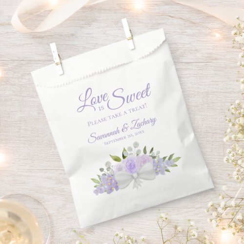 Love is Sweet Rustic Lavender Purple Roses Wedding Favor Bag