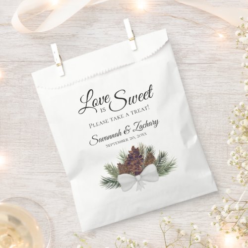 Love is Sweet Rustic Watercolor Pinecones Wedding Favor Bag