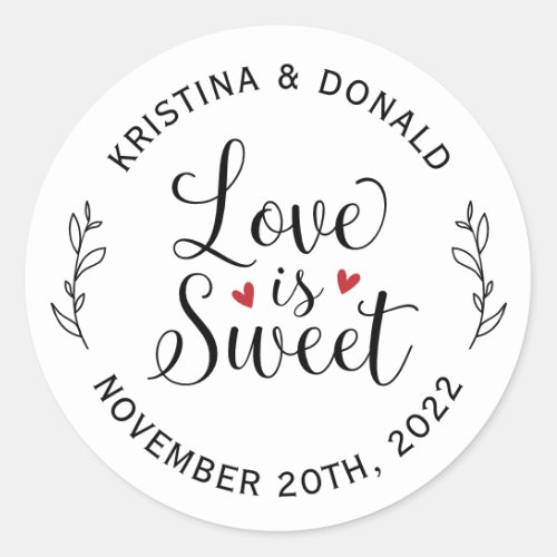 Love is Sweet Rustic Wedding Bridal Shower  Classic Round Sticker