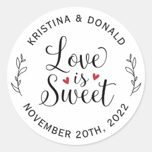 Love is Sweet Rustic Wedding Bridal Shower Classic Round Sticker