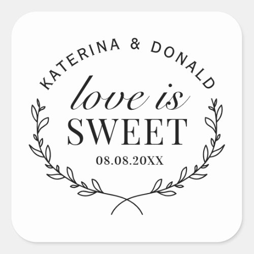 Love is Sweet Rustic Wedding Bridal Shower  Square Sticker