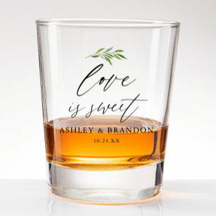 Love Is Sweet Rustic Wedding Favor Shot Glass