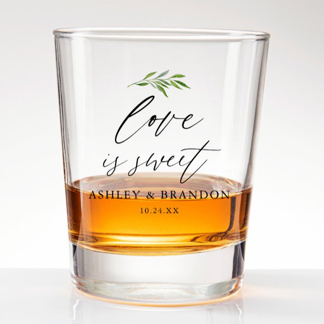 Love Is Sweet Rustic Wedding Favor Shot Glass (Creator Uploaded)