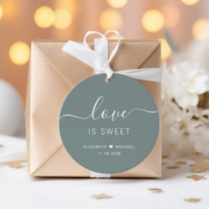 Love Is Sweet Sage Green Wedding Favor Tags
