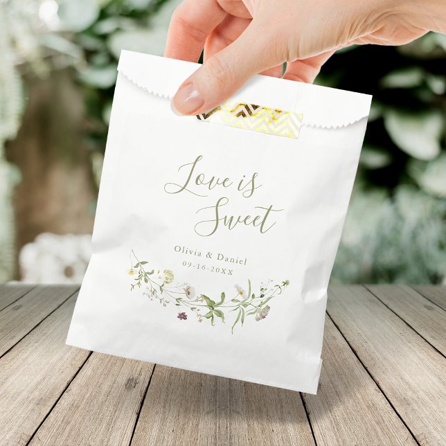 Love is sweet sage green Wildflower Rustic Boho  Favor Bag (Love is sweet sage green Wildflower Rustic Boho Favor Bag)