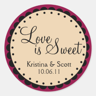 Love is Sweet - Scalloped Edge - Personlize Classic Round Sticker