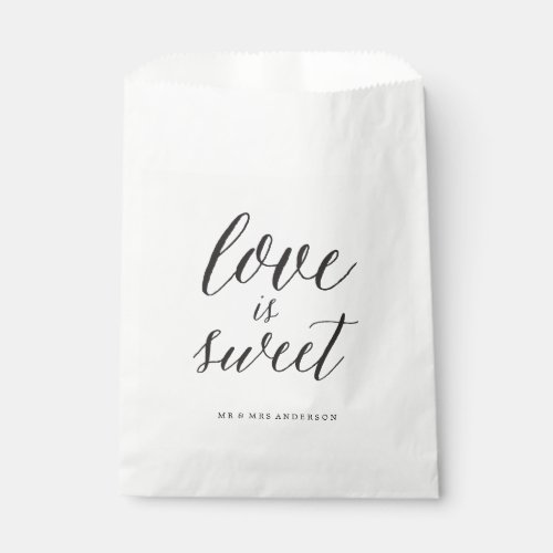 Love Is Sweet Script Chic Calligraphy Name Wedding Favor Bag