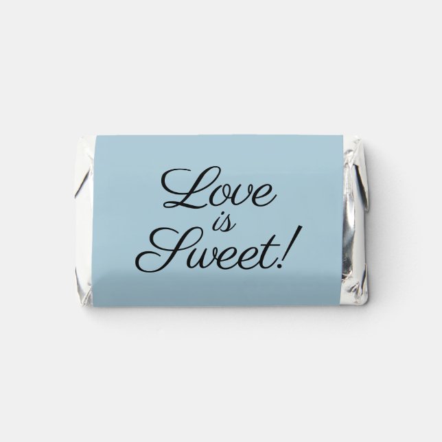 Love Is Sweet Script Dusty Blue Thank You Hershey's Miniatures (Front)