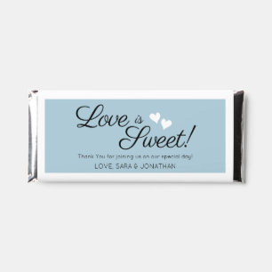Love Is Sweet Script Dusty Blue Wedding Thank You Hershey Bar Favors