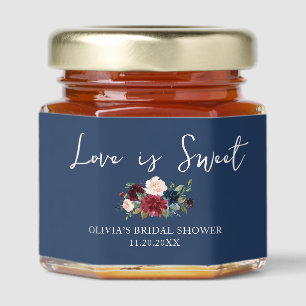 Love is Sweet Script Floral Bridal Shower Honey Jar Favors