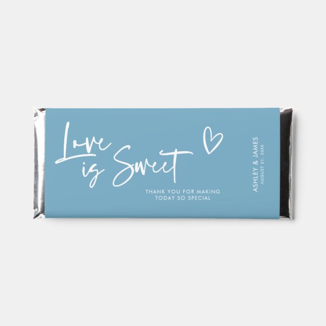 Love is Sweet Script Heart Hershey Bar Favors (Front)
