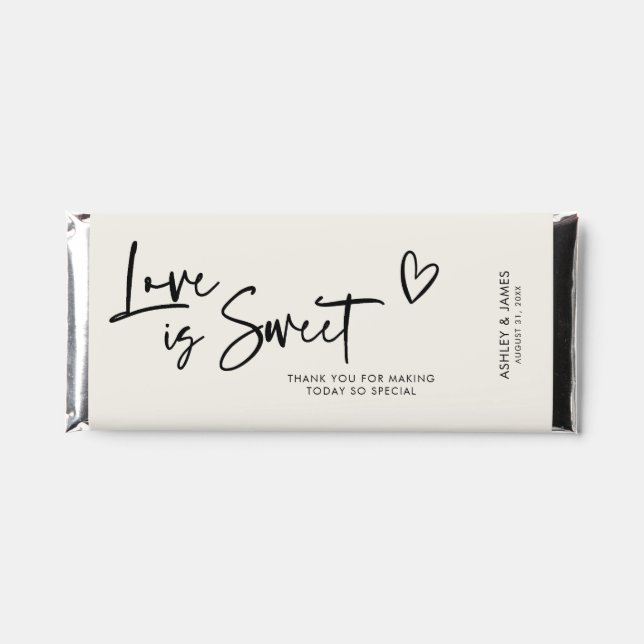 Love is Sweet Script Heart Hershey Bar Favors (Front)