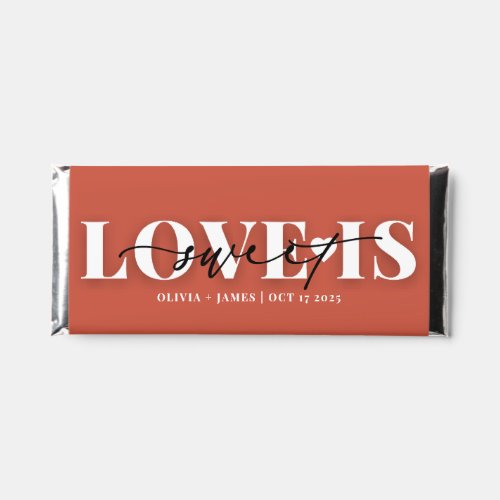 Love is Sweet Script Heart  Terracotta Wedding Hershey Bar Favors