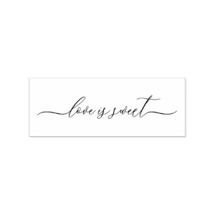 Love is sweet script wedding engaged rubber stamp