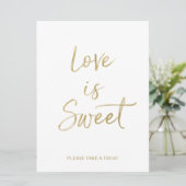 Love is Sweet Sign | Stylish Gold Hand Lettered (Standing Front)
