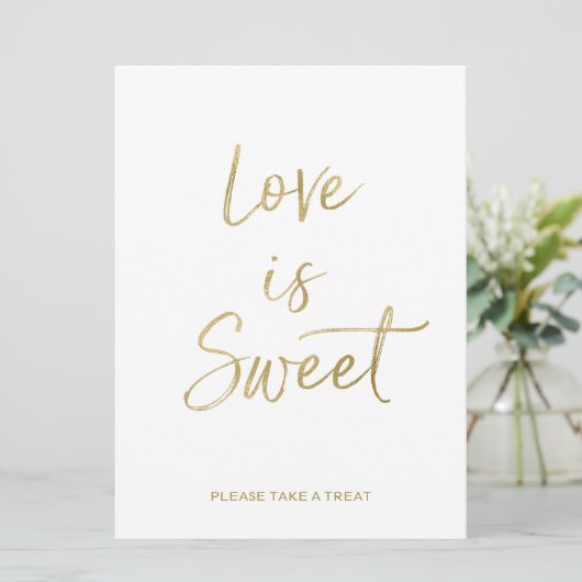 Love is Sweet Sign | Stylish Gold Hand Lettered (Standing Front)