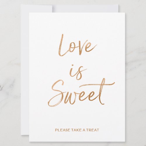 Love is Sweet Sign  Stylish Gold Rose Lettered Invitation