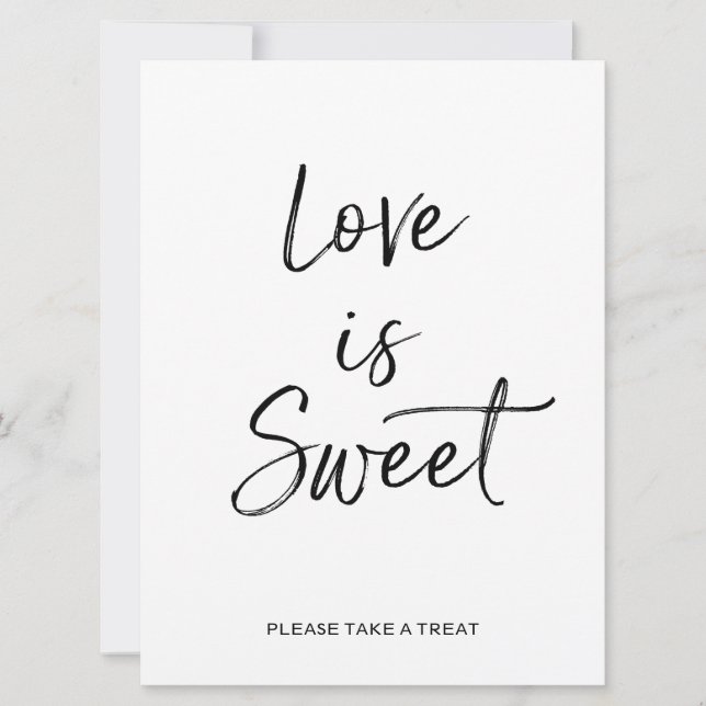 Love is Sweet Sign | Stylish Hand Lettered Invitation (Front)