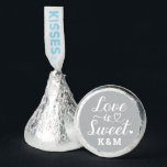 Love is Sweet Silver Heart Script Custom Wedding Hershey®'s Kisses®<br><div class="desc">Elegant, simple, and modern "Love is Sweet" wedding Hershey's Kisses chocolate candy favors feature a beautiful script typography design with scroll and heart accents. Personalize the custom monogram with the bride and groom couple's initials. Note, the silver gray and white colors can be updated to coordinate with your bridal shower...</div>