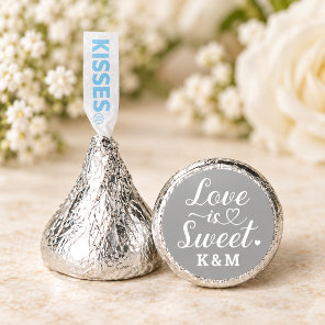 Love is Sweet Silver Heart Script Wedding Hershey®'s Kisses®