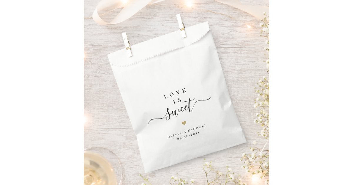 Love is sweet simple elegant script wedding favor bag