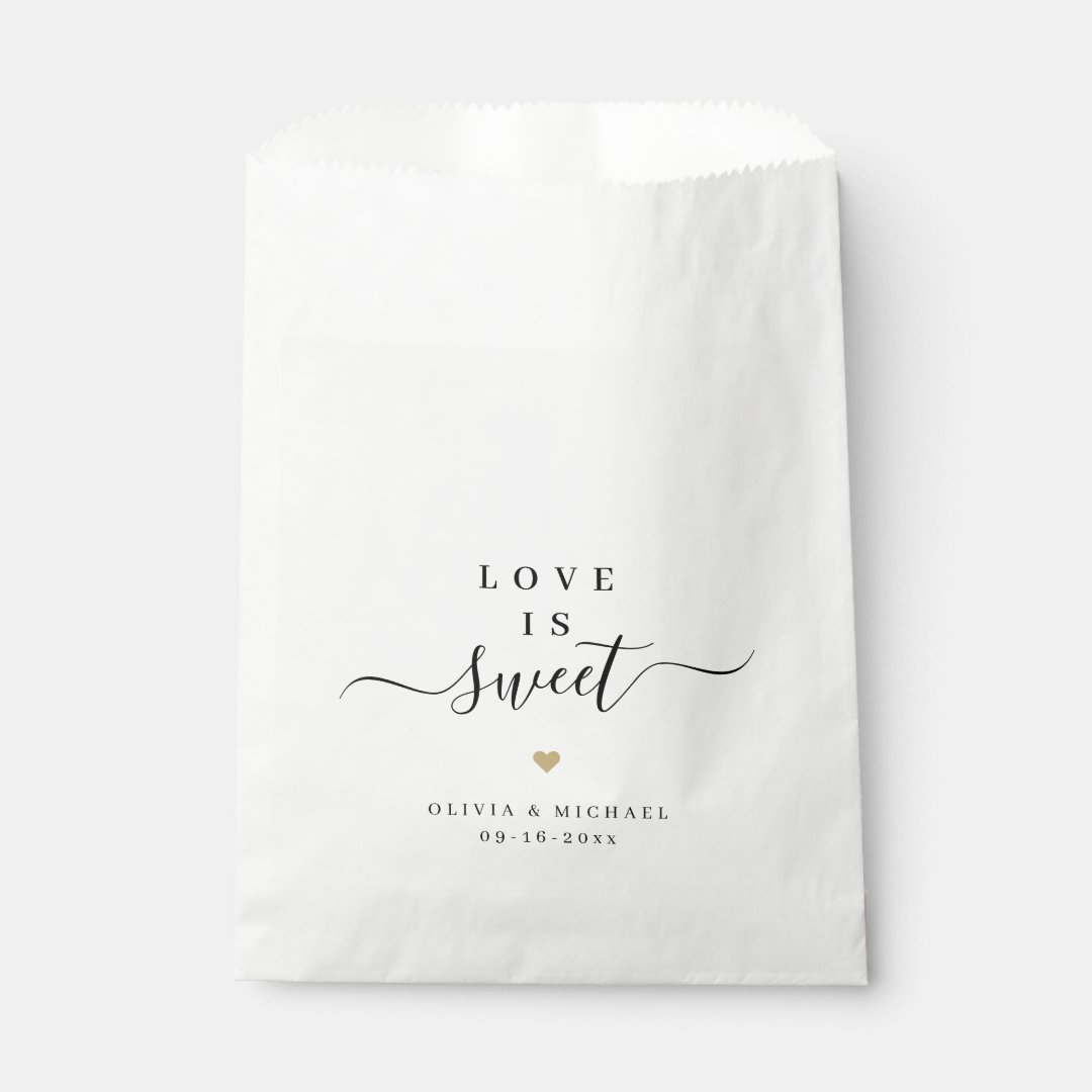 Love is sweet simple elegant script wedding favor bag | Zazzle