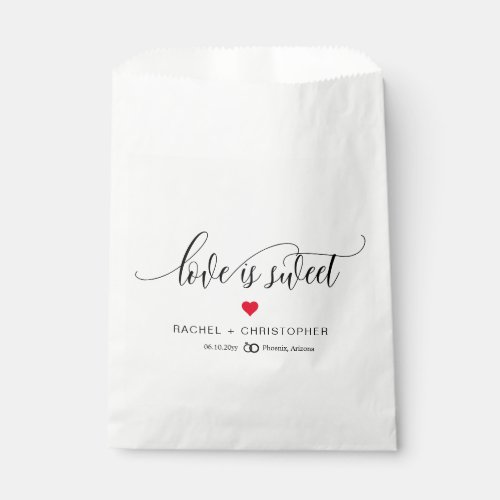 Love is Sweet Simple Elegant Script Wedding  Favor Bag