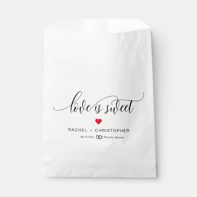 Love is Sweet Simple Elegant Script Wedding  Favor Bag (Front)