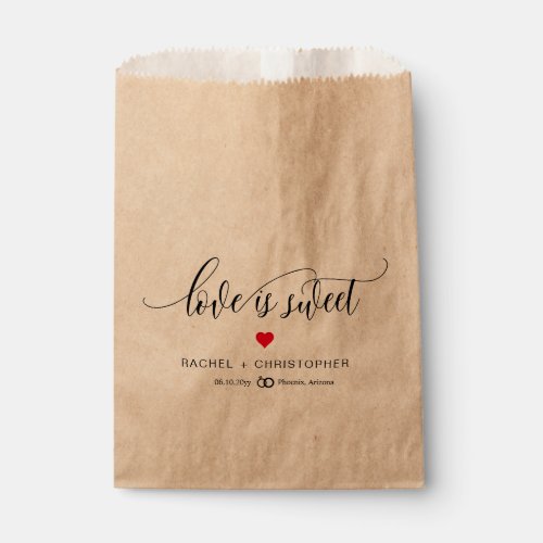 Love is Sweet Simple Elegant Script Wedding  Favor Favor Bag