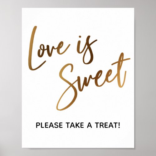 Love is Sweet Simple Gold Typography Sign