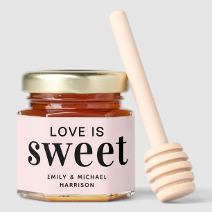 Love Is Sweet Simple Modern Blush Pink Wedding Honey Jar Favors