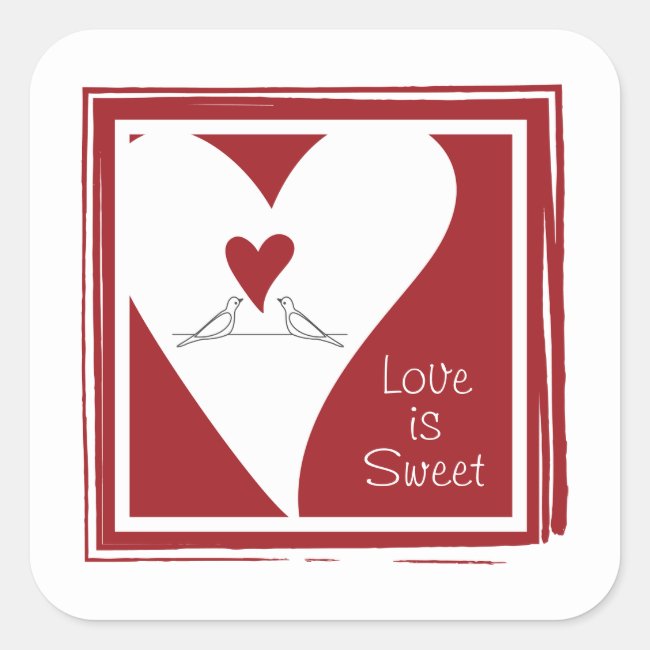 Love is Sweet - Simple Modern Love Birds Red Heart