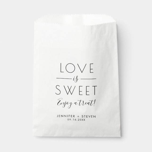 Love is Sweet  Simply Modern Black & White Treat F Favor Bag (Front)