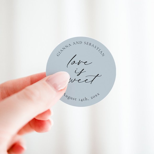 Love Is Sweet Sticker, Personalized Party Favor Classic Round Sticker (Creator Uploaded)