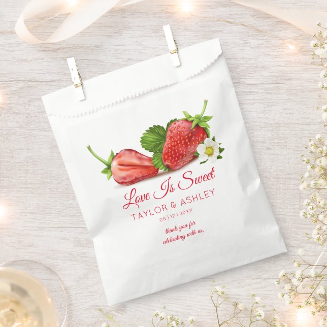 Love is Sweet Strawberry Fruit  Favor Bag (Clipped)