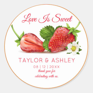 Love Is Sweet Strawberry Fruit Wedding Classic Round Sticker