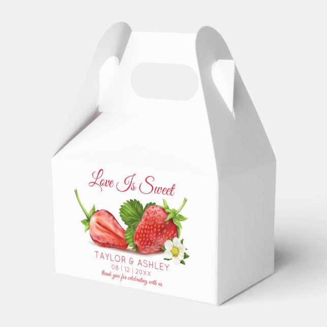 Love Is Sweet Strawberry Fruit | Wedding Favor Box (Front Side)