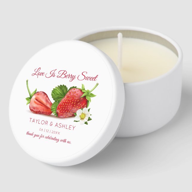 Love is Sweet Strawberry Fruit | Wedding Mini Candle Favors (Corner)