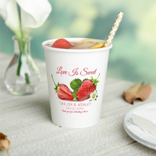Love Is Sweet Strawberry Fruit  Wedding Paper Cups