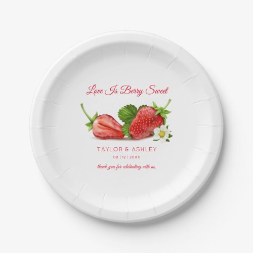Love is Sweet Strawberry Fruit  Wedding Paper Plates