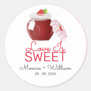Love Is Sweet Strawberry Jam Wedding Classic Round Sticker