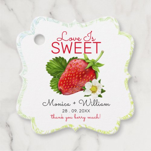 Love Is Sweet Strawberry Jam Wedding Favor Tags
