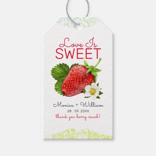 Love Is Sweet Strawberry Jam Wedding Gift Tags