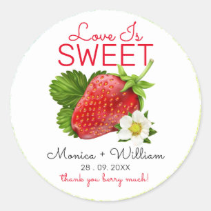 Love Is Sweet Strawberry Wedding Classic Round Sticker