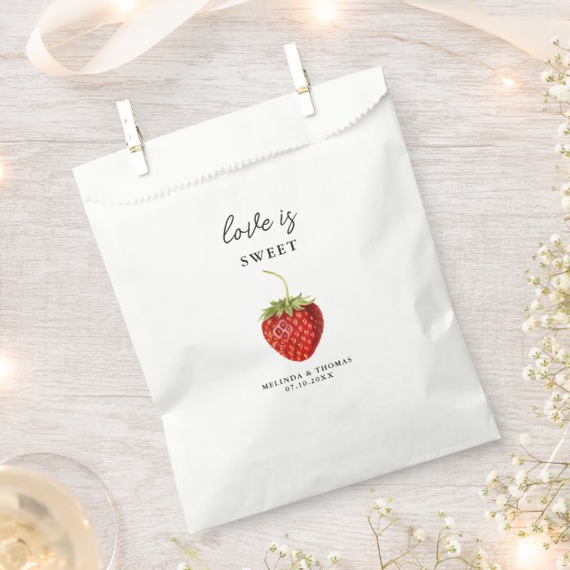 Love is Sweet Strawberry Wedding  Favor Bag (Clipped)