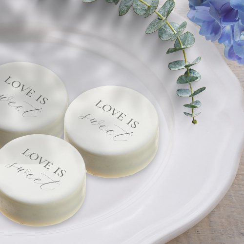 Love is Sweet  Stylish Script Wedding Event  Chocolate Covered Oreo