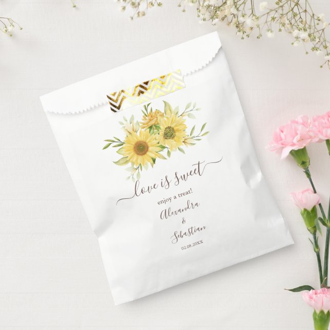 Love is Sweet Sunflower Wedding Sweet Treat  Favor Bag (Sealed)
