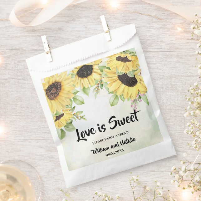 Love is Sweet Sunflowers Wedding Treat Favor Bag (Clipped)