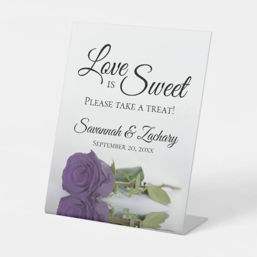 Love is Sweet Take a Treat Amethyst Purple Rose Pedestal Sign